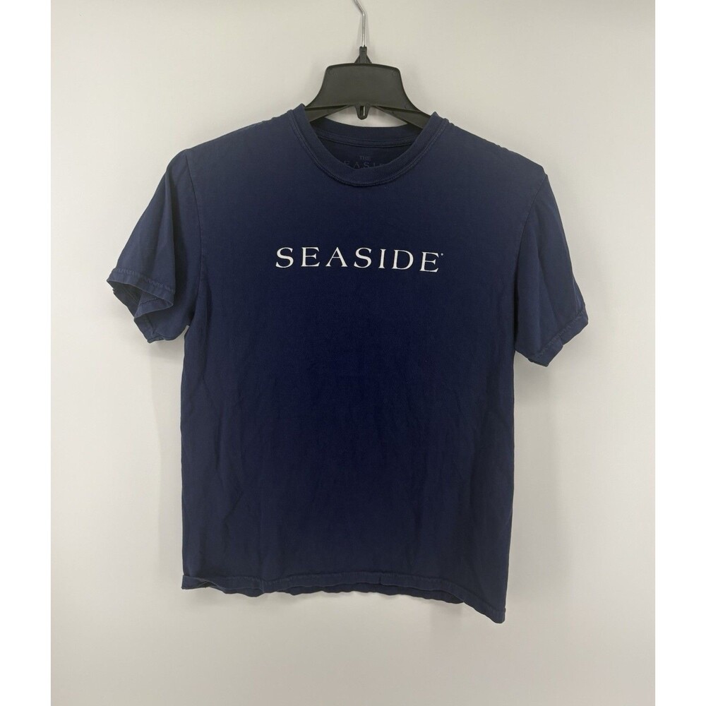 Seaside Style Blue Graphic New Town Short Sleeve T-Shirt Size Medium Made In USA